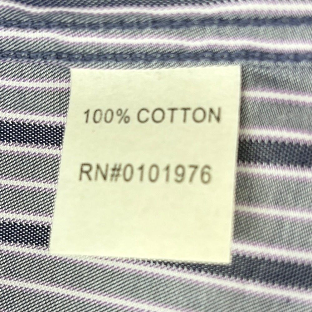 Inserch Button Down Shirt Mens 4XL Purple White Stripe Paisley Jacquard Cotton - Picture 7 of 11